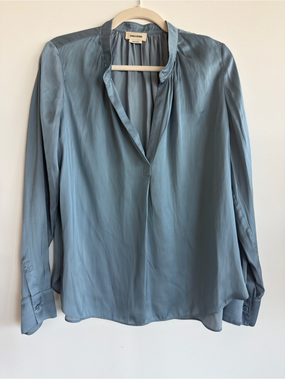 Zadig & Voltaire Tink Satin Blouse Muted Blue- Medium